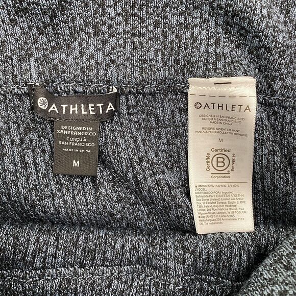 Athleta Reverie Wide Leg Lounge Pants Womens Medium Blue Heather Sweater Knit - Picture 8 of 13